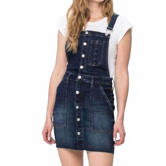 NEW JUDY BLUE overall mini dress in blue - Picture 1 of 4